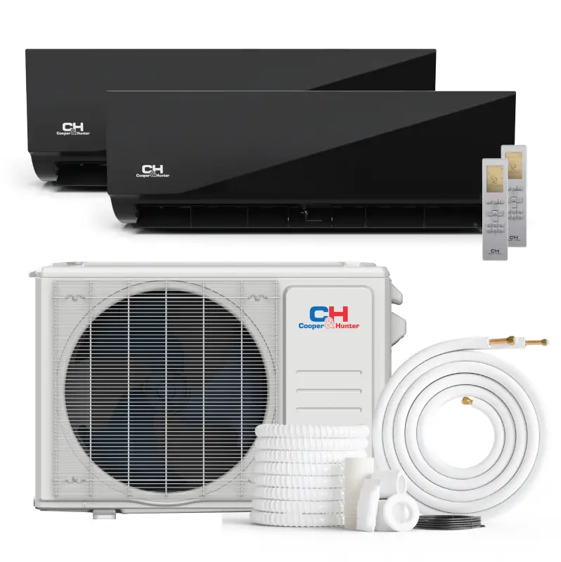 Cooper & Hunter 2 Zone 18,000 BTU OLIVIA Midnight Ductless Mini Split AC Wall Mounted 9k+9k