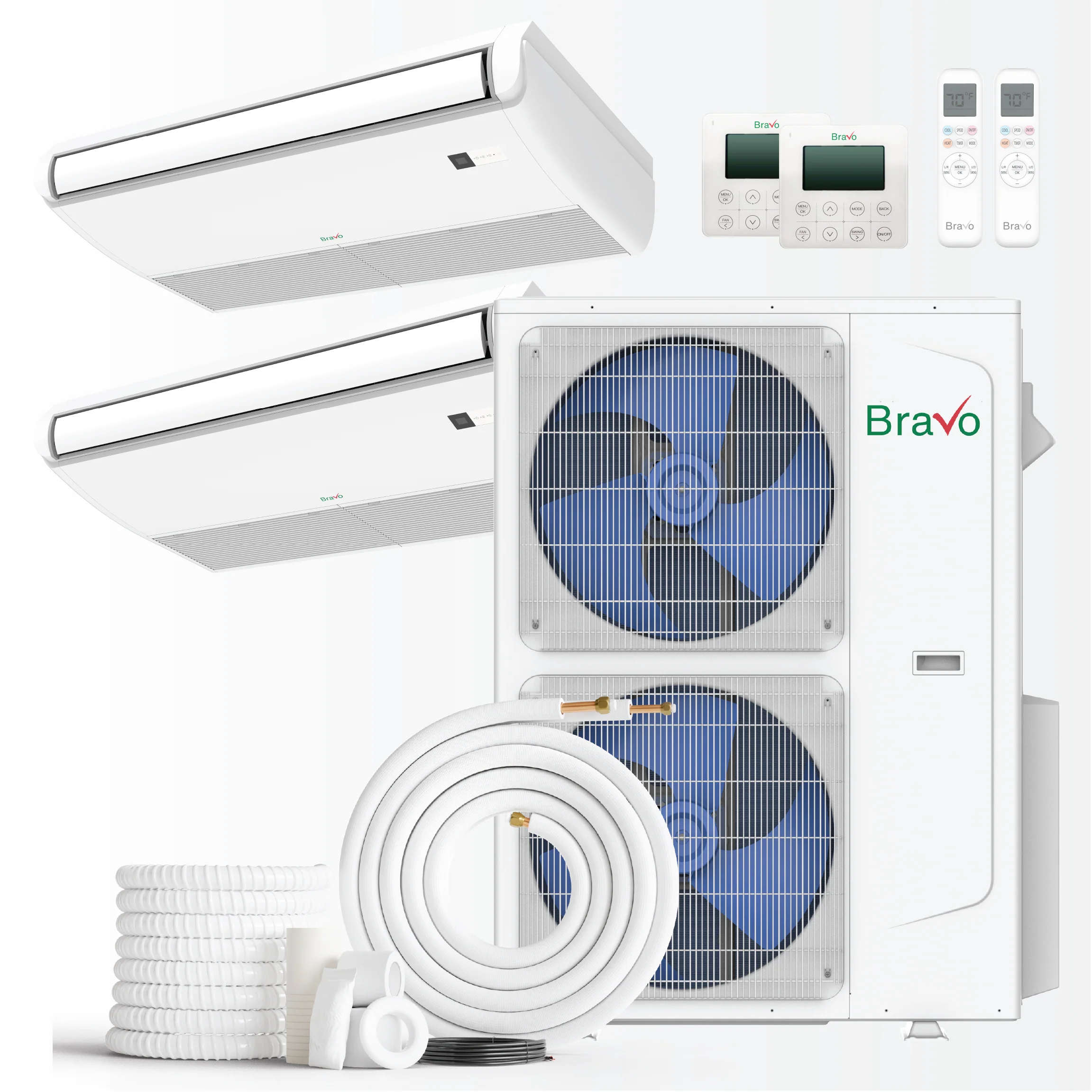 2 zone 42,000 BTU BRAVO Non-Ducted Mini Split AC Universal Floor & Ceiling Console 18k+24K