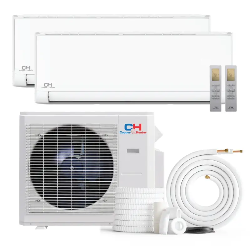 Cooper & Hunter 2 Zone 28,000 BTU OLIVIA Ductless Mini Split AC Wall Mounted 9k+18k