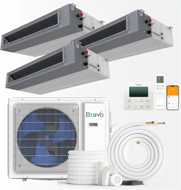 3 zone 36,000 BTU BRAVO Ducted Mini Split AC Concealed Duct 12k+12K+12K