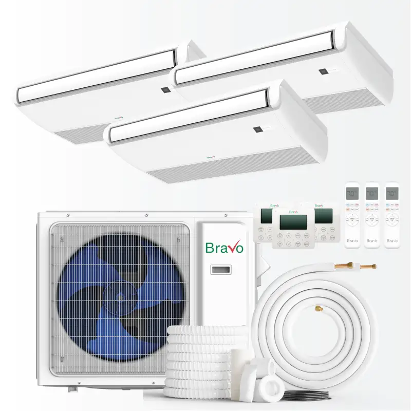 3 zone 36,000 BTU BRAVO Non-Ducted Mini Split AC Universal Floor & Ceiling Console 12k+12K+12K