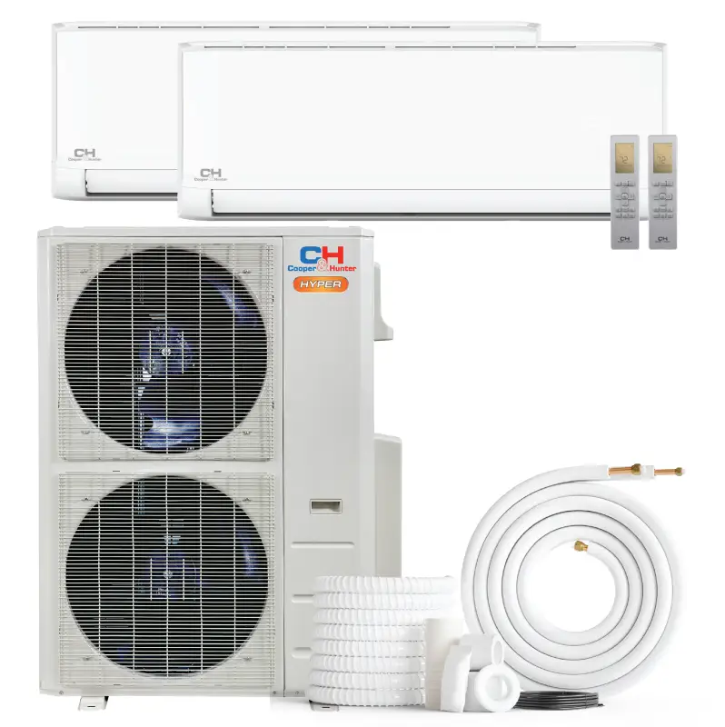Cooper & Hunter 2 Zone 36,000 BTU Hyper Series Ductless Mini Split AC Wall Mounted 9k+24k