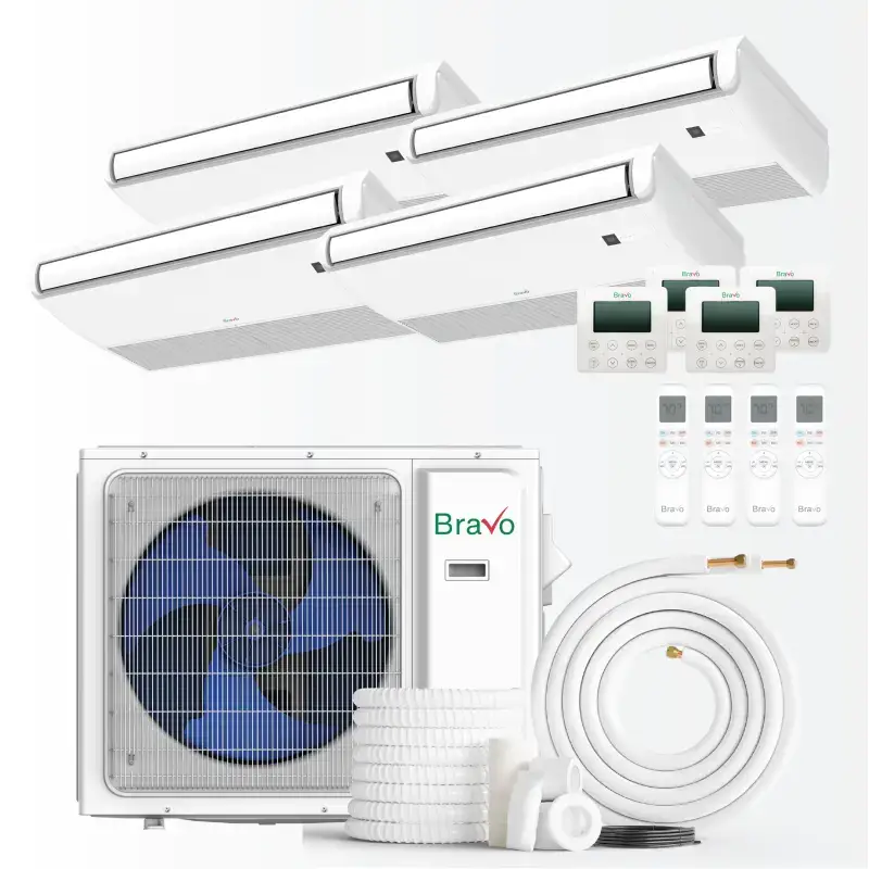 4 zone 36,000 BTU BRAVO Non-Ducted Mini Split AC Universal Floor & Ceiling Console 9k+9K+9K+9K