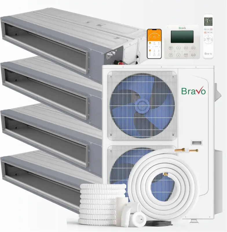 4 zone 42,000 BTU BRAVO Ducted Mini Split AC Concealed Duct 9k+12K+12K+12K