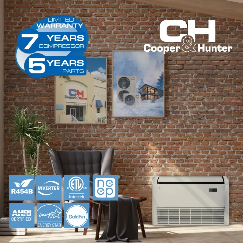 Cooper & Hunter 2 Zone 48,000 BTU Ductless Mini Split AC Universal Floor/Ceiling 24k+24k - Image 9