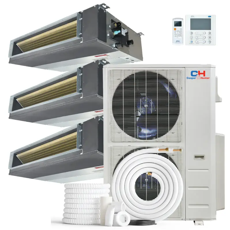 Cooper & Hunter 3 Zone 48,000 BTU Ducted Mini Split AC Concealed Duct 12k+12k+24k