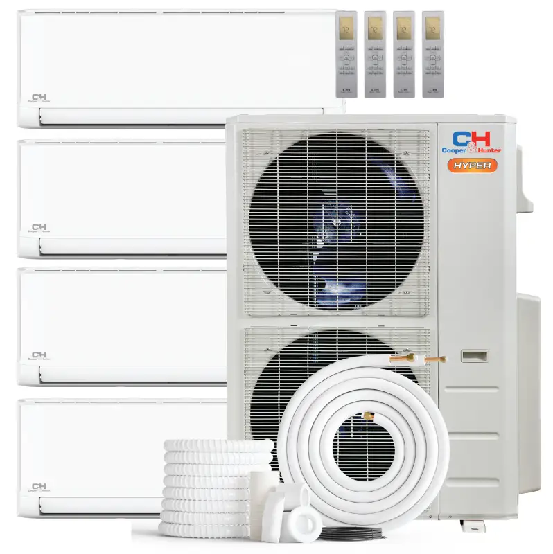 Cooper & Hunter 4 Zone 48,000 BTU HYPER Series Ductless Mini Split AC Wall Mounted 9k+12k+12k+24k