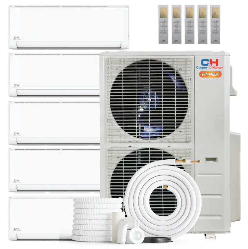 Cooper & Hunter 5 Zone 48,000 BTU HYPER Series Ductless Mini Split AC Wall Mounted 9k+9k+9k+9k+9k