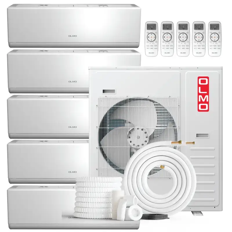 5 Zone 42,000 BTU OLMO Series Ductless Mini Split AC Wall Mounted 9k+9k+12k+12k+18k