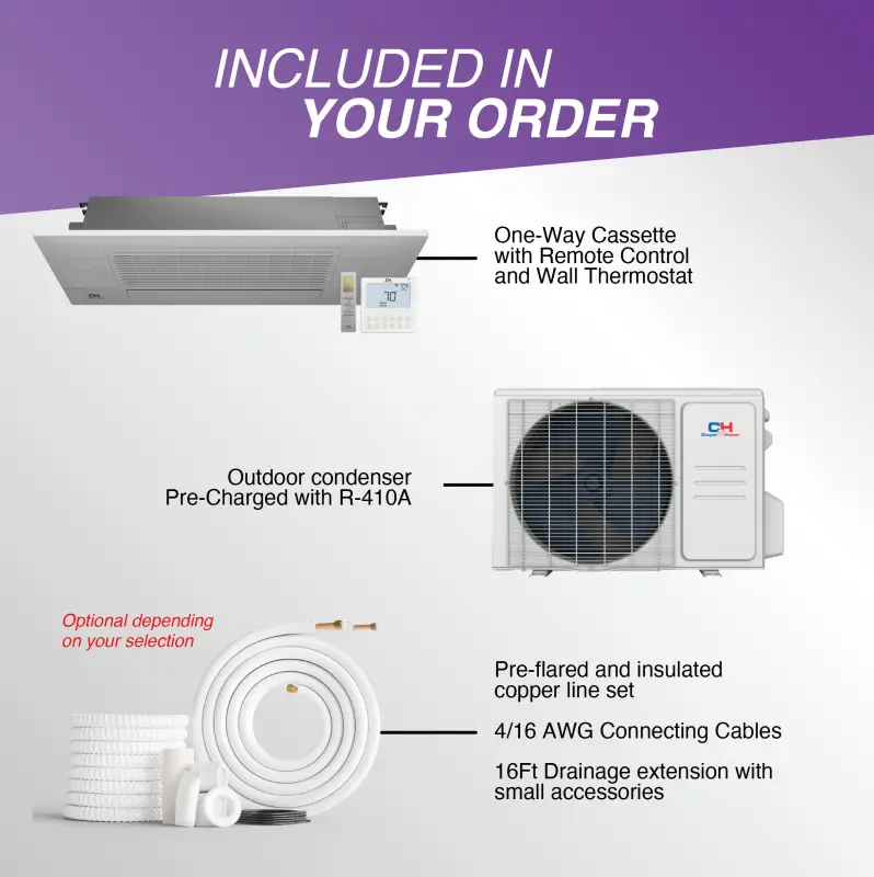 Cooper & Hunter Olivia 9,000 BTU Single Zone One-Way Ceiling Cassette, 230V, R454B - Ductless Mini Split Air Conditioner Heat Pump - Image 7