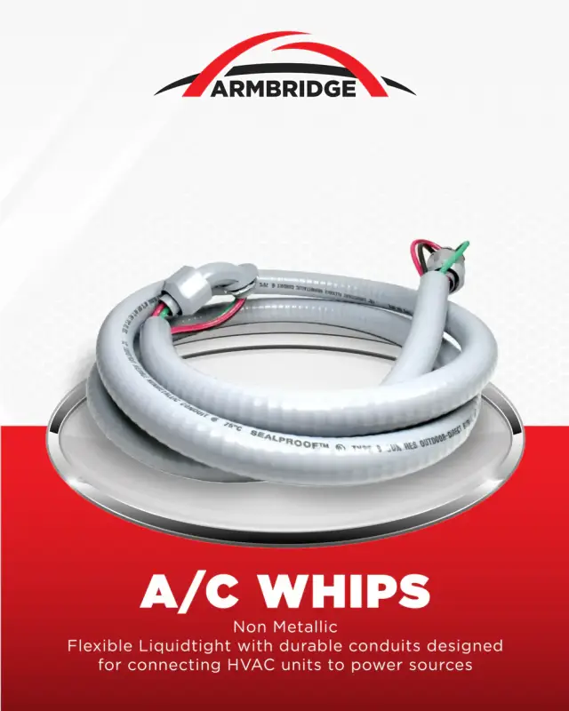 ARMBRIDGE Non-Metallic A/C Whip 3/4" x 6 ft – Pre-Wired Liquid tight Conduit with 8/2 & 10/1 Wires for HVAC & Air Conditioner Power Connection - Image 2