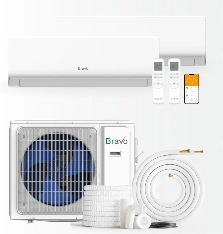 2 zone 24,000 BTU BRAVO Ductless Mini Split AC Wall Mounted 9k+18k