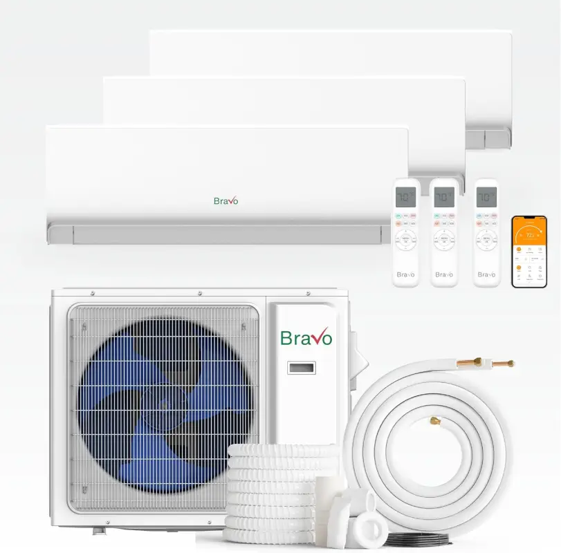 3 zone 36,000 BTU BRAVO Ductless Mini Split AC Wall Mounted 9k+9k+18k