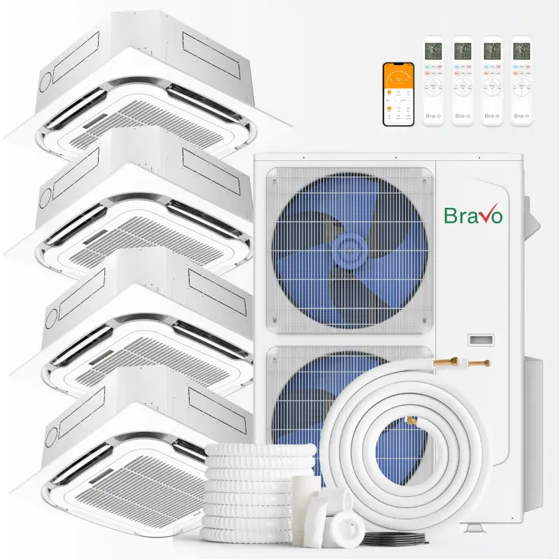 4 zone 36,000 BTU BRAVO Ductless Mini Split AC Ceiling Cassette 9k+9k+9k+9k - Image 10