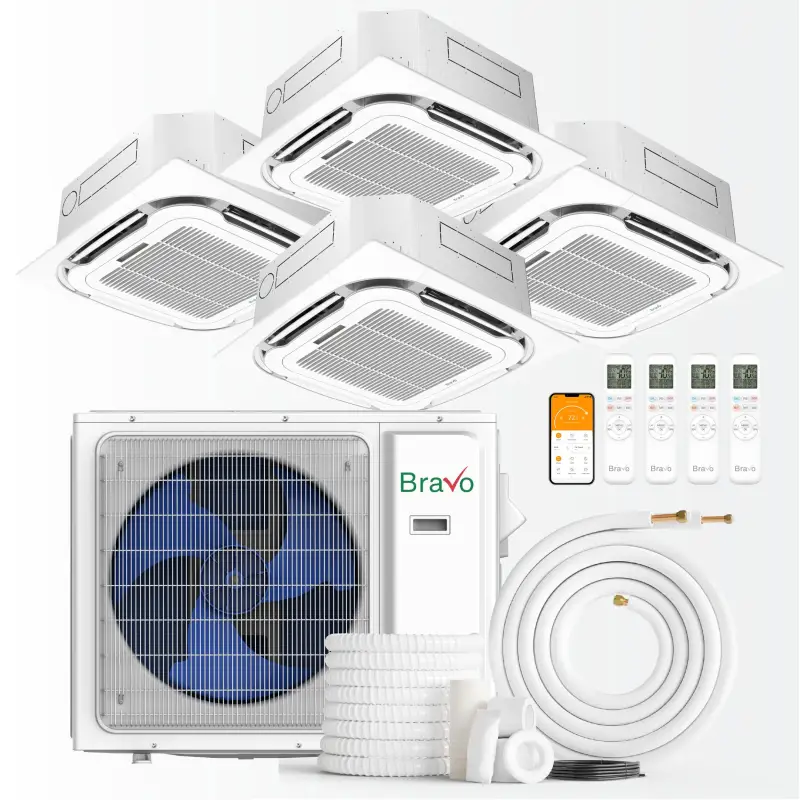 4 zone 36,000 BTU BRAVO Ductless Mini Split AC Ceiling Cassette 9k+9k+9k+9k - Image 14