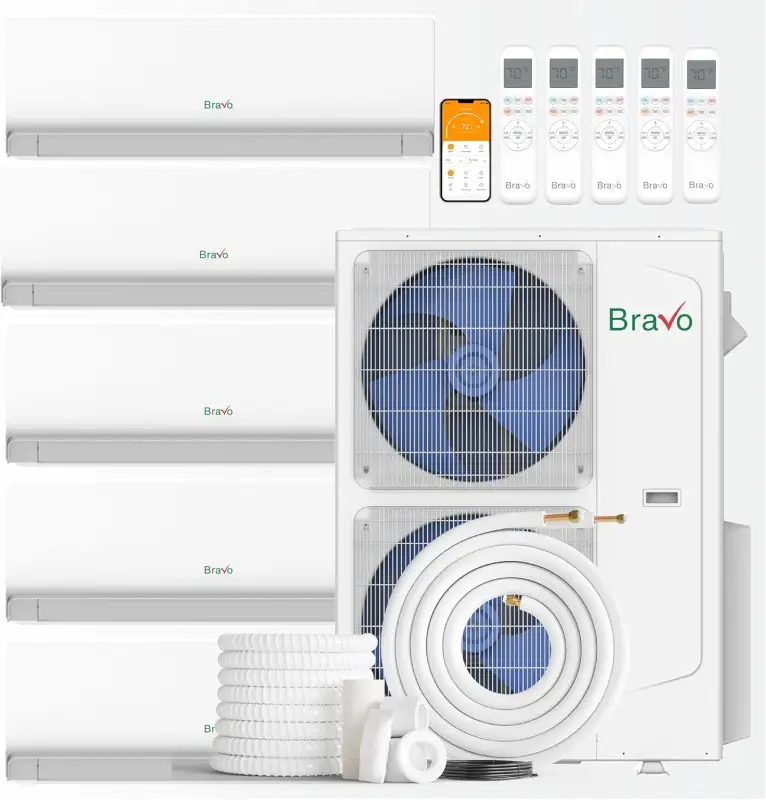 5 zone 42,000 BTU BRAVO Ductless Mini Split AC Wall Mounted 9k+9k+9k+9k+9k