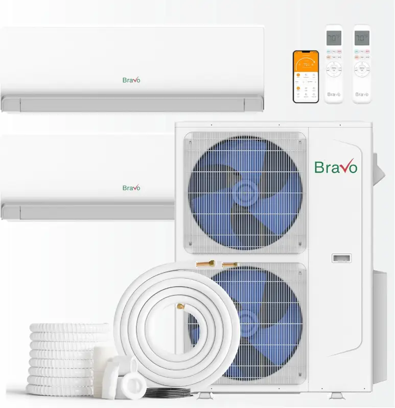 2 zone 42,000 BTU BRAVO Ductless Mini Split AC Wall Mounted 24k+24k