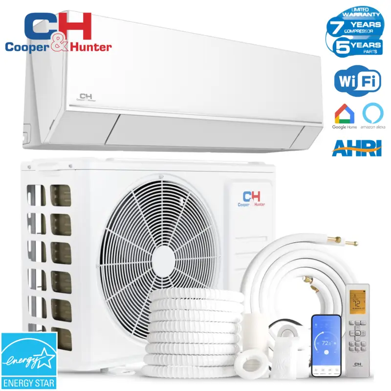 Cooper&Hunter,  18,000 BTU Hyper Cooling and Heating Ductless Mini Split Wall Mount Air to Air System, with installation kit option