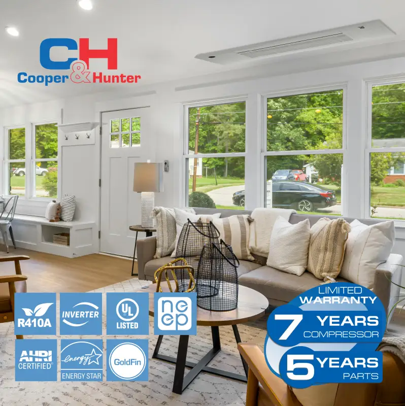 Cooper & Hunter 2 Zone 19,000 BTU OLIVIA Hyper Ductless Mini Split AC 1 Way Cassette 6k+6k - Image 9