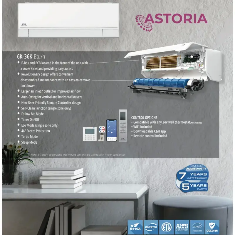 Cooper&Hunter,  24,000 BTU Hyper Cooling and Heating Ductless Mini Split Wall Mount Air to Air System, with installation kit option - Image 6