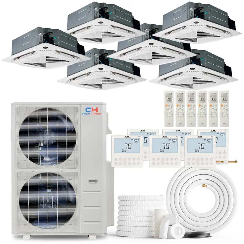 Cooper & Hunter 6 Zone 48,000 BTU Ceiling Cassette Mini Split AC R454B 9K+9K+9K+9K+9K+12K