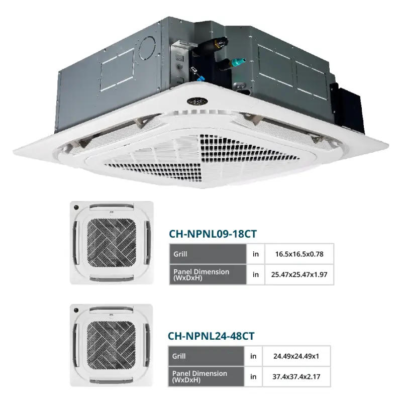 Cooper & Hunter 6 Zone 48,000 BTU Ceiling Cassette Mini Split AC R454B 9K+9K+9K+9K+9K+12K - Image 2