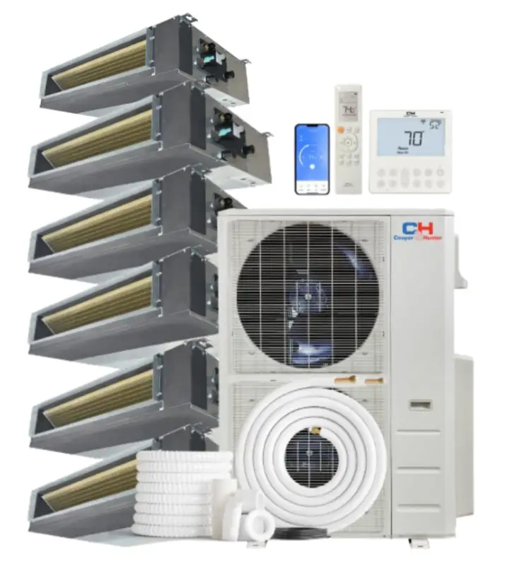 Cooper & Hunter 6 Zone 48,000 BTU Concealed Duct Mini Split AC R454B 9K+9K+9K+12K+12K+12K