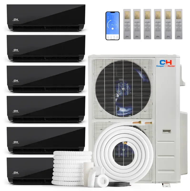Cooper & Hunter 6 Zone 48,000 BTU Wall Mounted Mini Split AC R454B 9K+9K+9K+9K+9K+9K