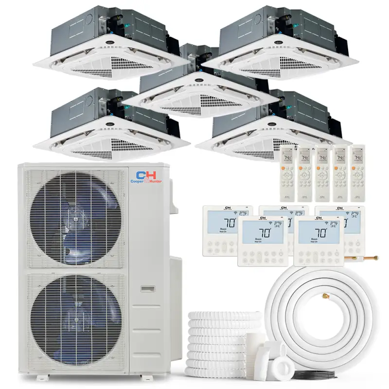 Cooper & Hunter 5 Zone 60,000 BTU Ceiling Cassette Ductless Mini Split AC/Heat Pump 9K+9K+9K+12K+18K - R454B