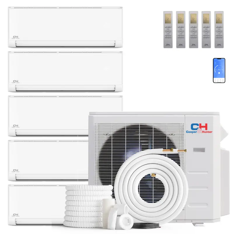 Cooper & Hunter Olivia Series 5 Zone 36,000 BTU Wall Mount Mini Split AC/Heat Pump 6K+9K+9K+9K+12K - R454B