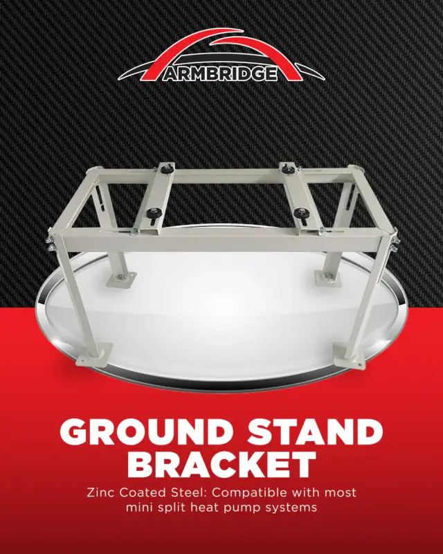 ARMBRIDGE Heavy-Duty Mini Split Ground Stand, Zinc-Coated Brackets for 9,000–60,000 BTU Units Weatherproof Design, 330+ lbs Capacity - Image 2