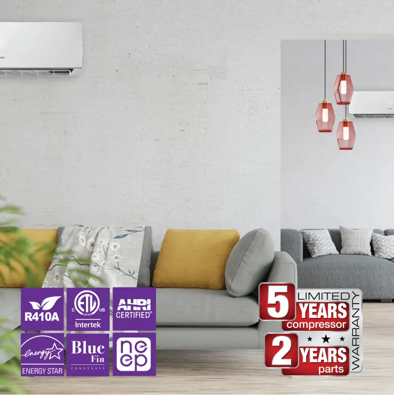 4 Zone 36,000 BTU OLMO Sierra Ductless Mini Split AC Wall Mounted 9k+9k+9k+9k - Image 5