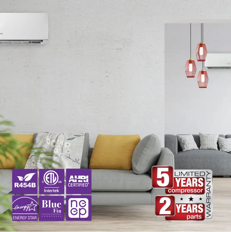 5 Zone 42,000 BTU OLMO series Ductless Mini Split AC Wall Mounted 9k+9k+9k+12k+12k - Image 7